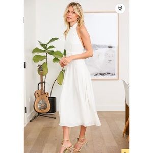 NWT Lulu’s White Halter Midi Dress